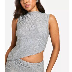 Boohoo Petite High Neck Textured Top - NWT - Size 10